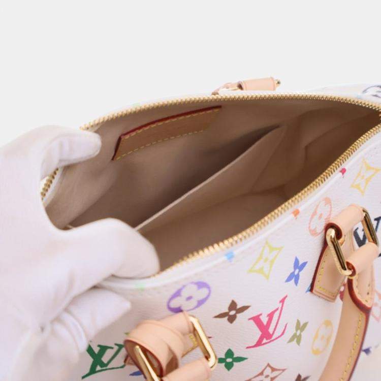 Pre Owned Louis Vuitton x Takashi Murakami Monogram Multicolor Speedy Bandouliere 25 Monogram Canvas Top Handle Bag