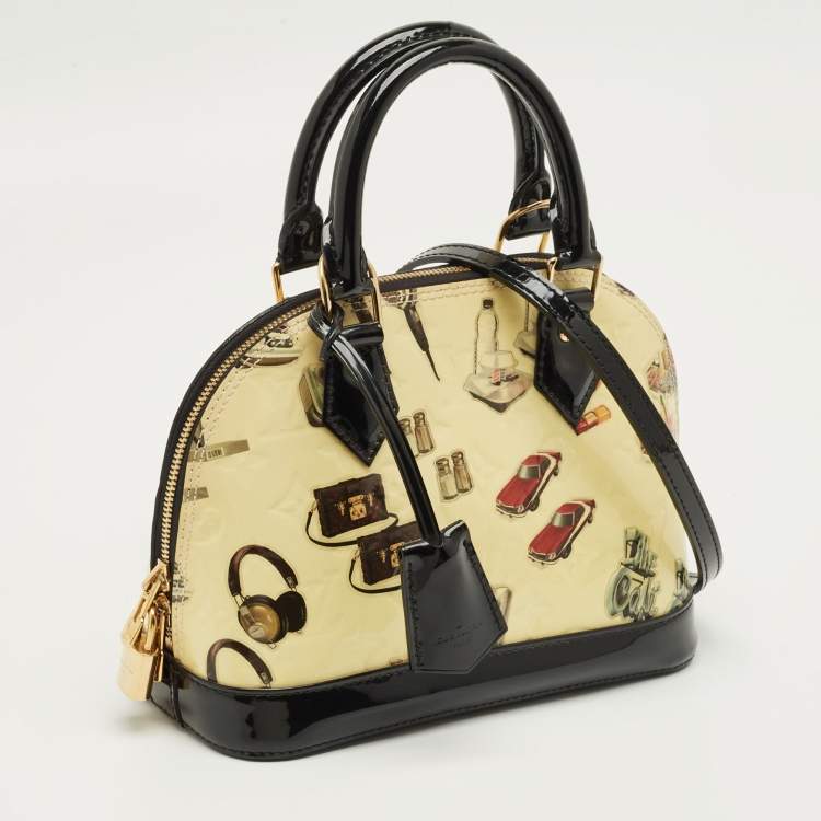 Pre Owned Louis Vuitton Citrine/Black Monogram Vernis Stickers Alma BB Bag