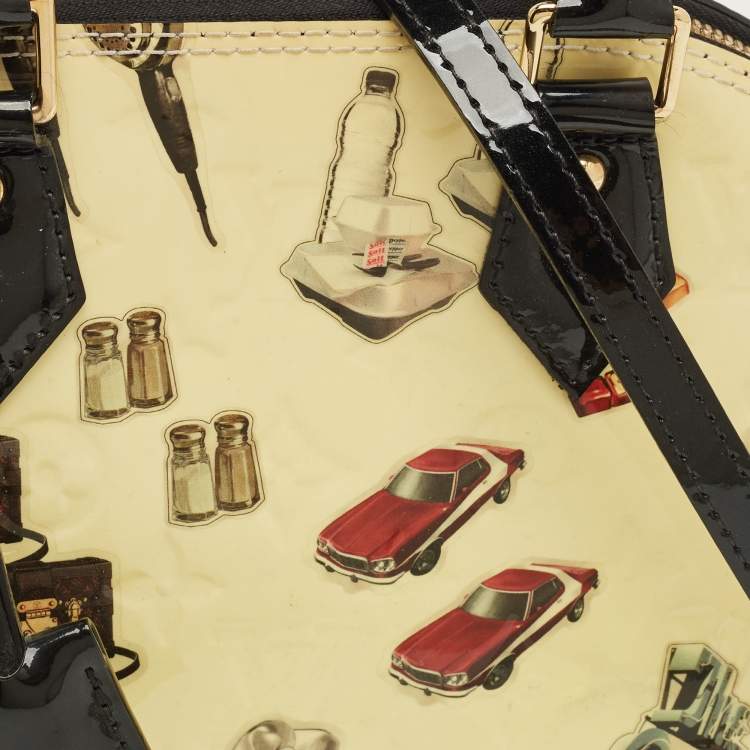 Pre Owned Louis Vuitton Citrine/Black Monogram Vernis Stickers Alma BB Bag