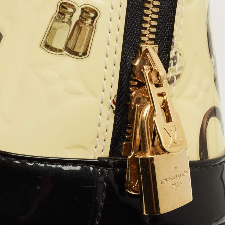 Pre Owned Louis Vuitton Citrine/Black Monogram Vernis Stickers Alma BB Bag