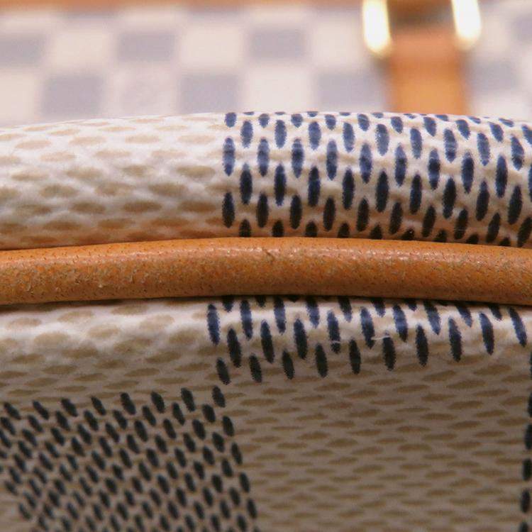 Pre Owned Louis Vuitton Riviera PM Beige Damier Azur Coated Canvas Top Handle Bag