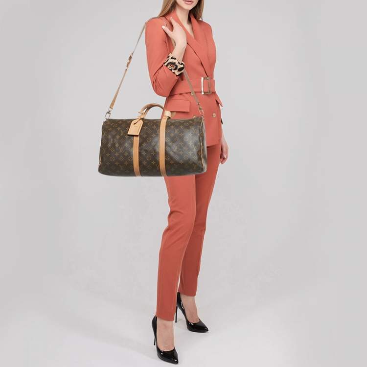 Pre Owned Louis Vuitton Monogram Canvas Keepall Bandouliere 45 Bag
