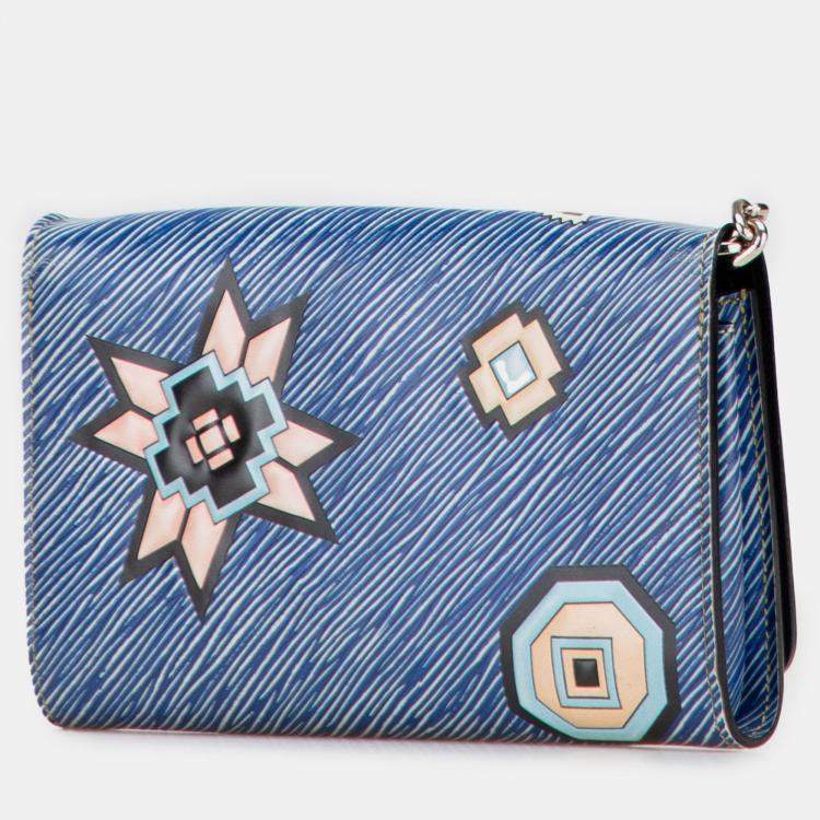 Pre Owned Louis Vuitton Twist Azteque Multicolor Epi Leather Denim Wallet on Chain