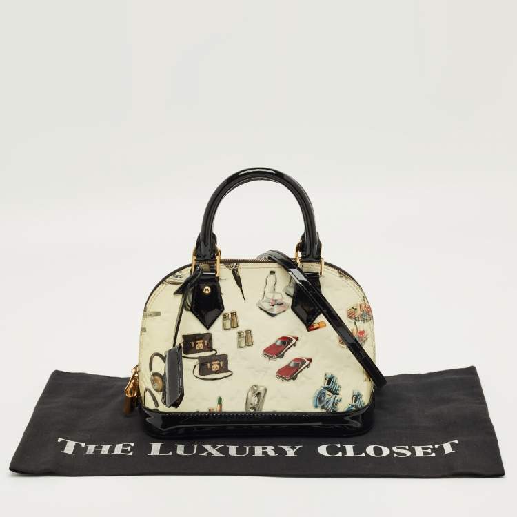Pre Owned Louis Vuitton Black Monogram Vernis Stickers Alma BB Bag