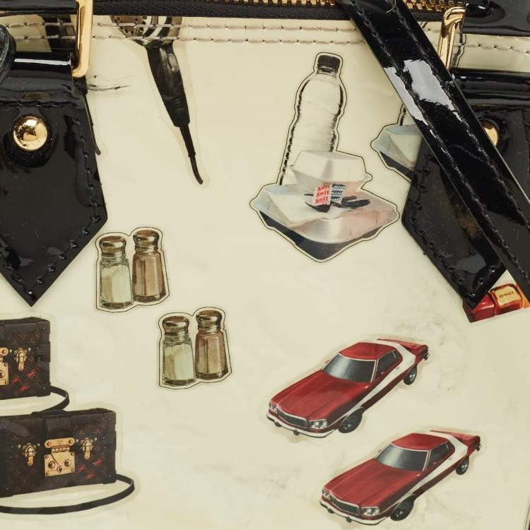 Pre Owned Louis Vuitton Black Monogram Vernis Stickers Alma BB Bag