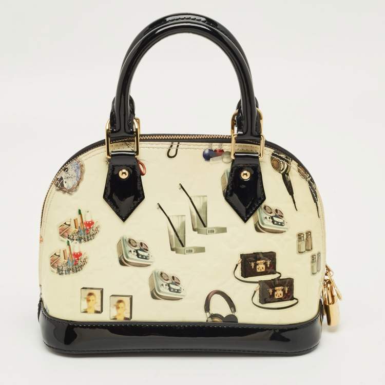 Pre Owned Louis Vuitton Black Monogram Vernis Stickers Alma BB Bag