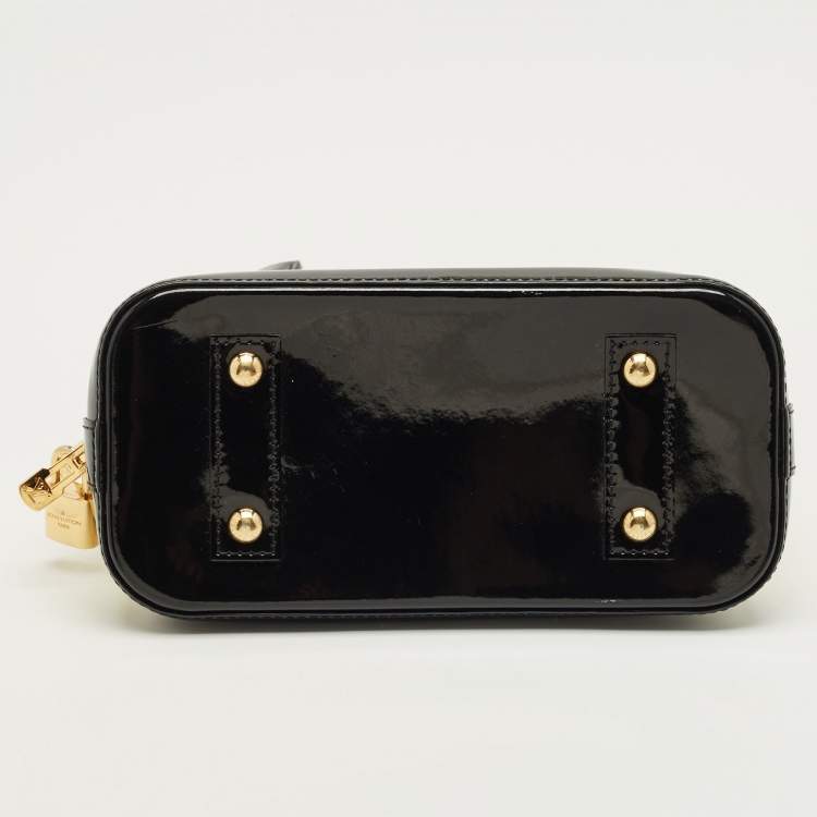 Pre Owned Louis Vuitton Black Monogram Vernis Stickers Alma BB Bag