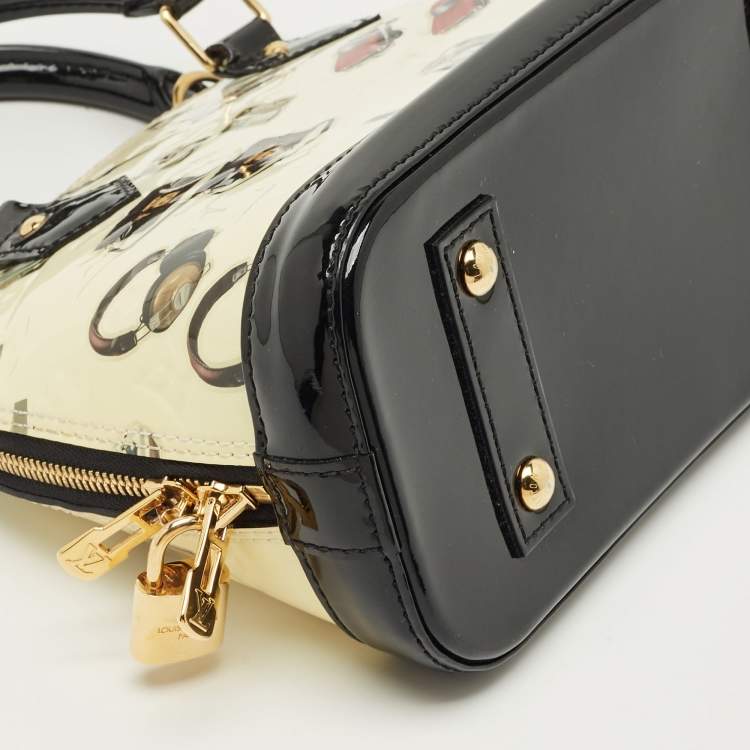 Pre Owned Louis Vuitton Black Monogram Vernis Stickers Alma BB Bag