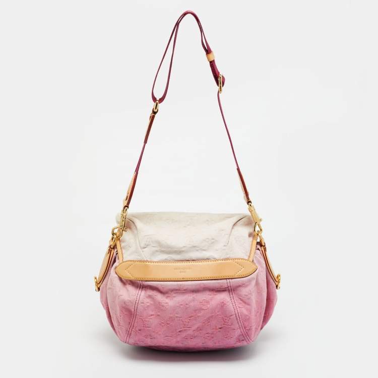 Pre Owned Louis Vuitton Pink Washed Denim Monogram Limited Edition Sunshine Bag