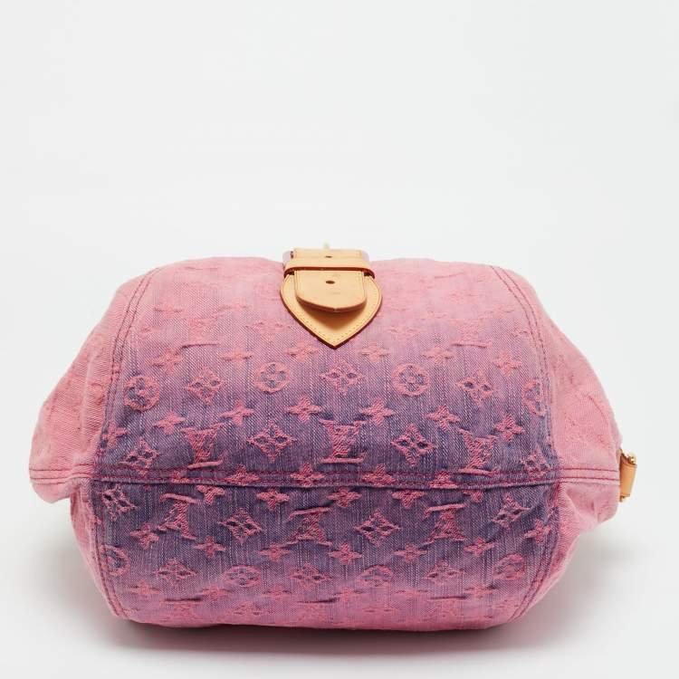 Pre Owned Louis Vuitton Pink Washed Denim Monogram Limited Edition Sunshine Bag