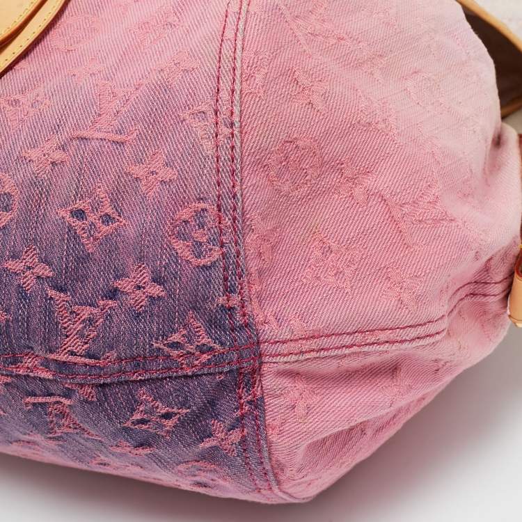 Pre Owned Louis Vuitton Pink Washed Denim Monogram Limited Edition Sunshine Bag