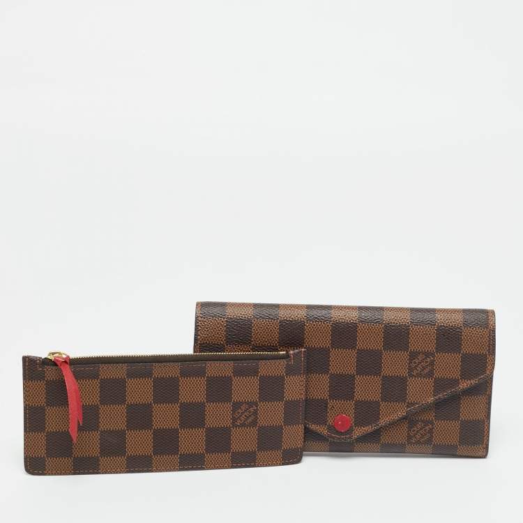 Pre Owned Louis Vuitton Red Monogram Canvas  Josephine Wallet