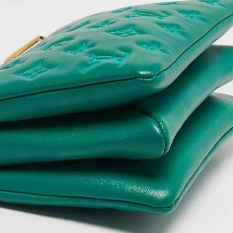 Pre Owned Louis Vuitton Green Monogram Embossed Leather Coussin BB Bag