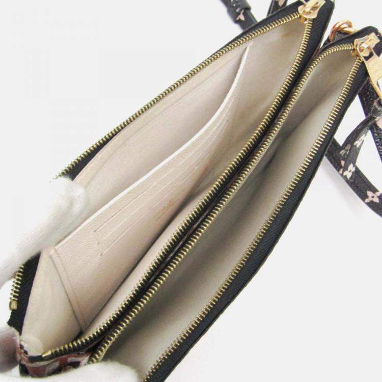 مملوكة مسبقًا Louis Vuitton Clafity Double Zip Pochette Black Brown White Coated Canvas Shoulder Bag