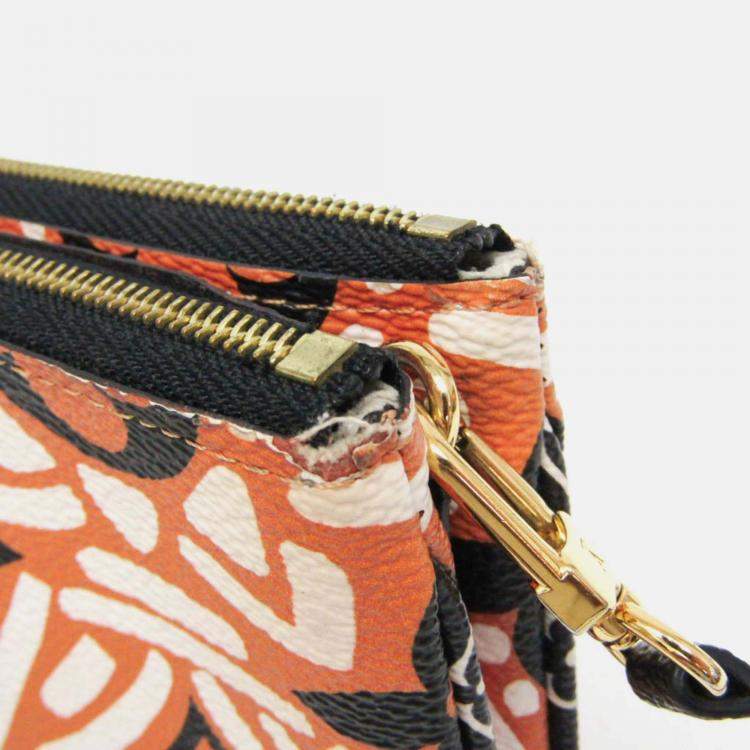 مملوكة مسبقًا Louis Vuitton Clafity Double Zip Pochette Black Brown White Coated Canvas Shoulder Bag