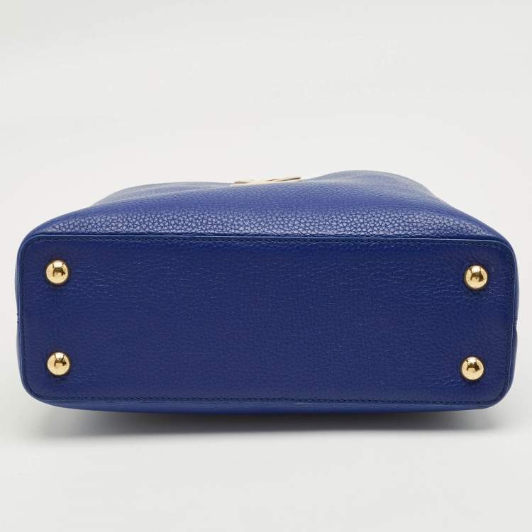 Pre Owned Louis Vuitton Blue Taurillon Leather Capucines MM Bag