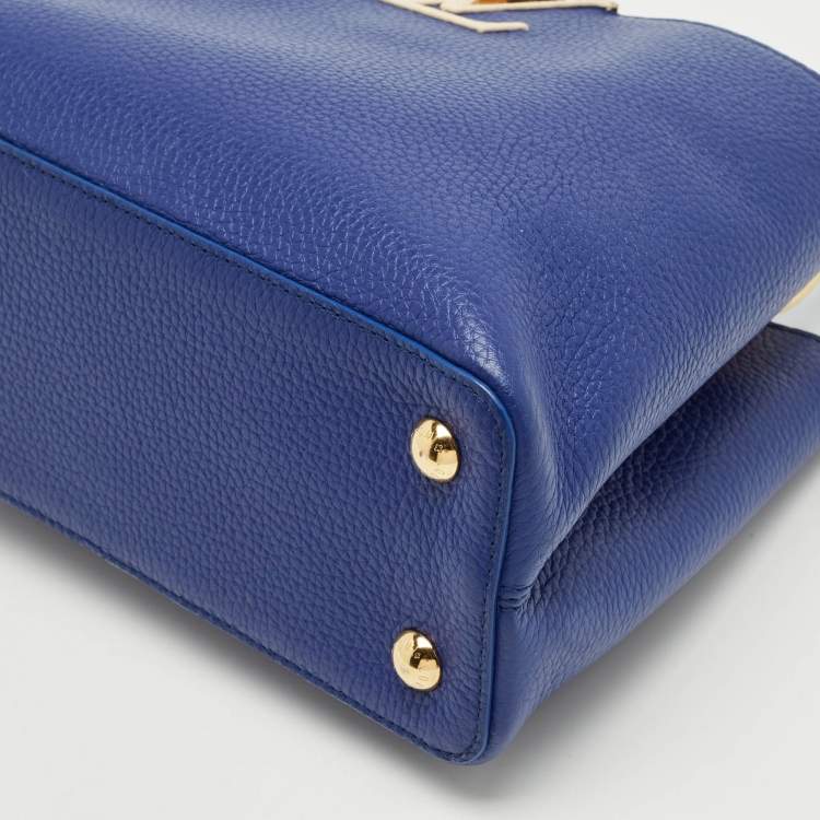 Pre Owned Louis Vuitton Blue Taurillon Leather Capucines MM Bag