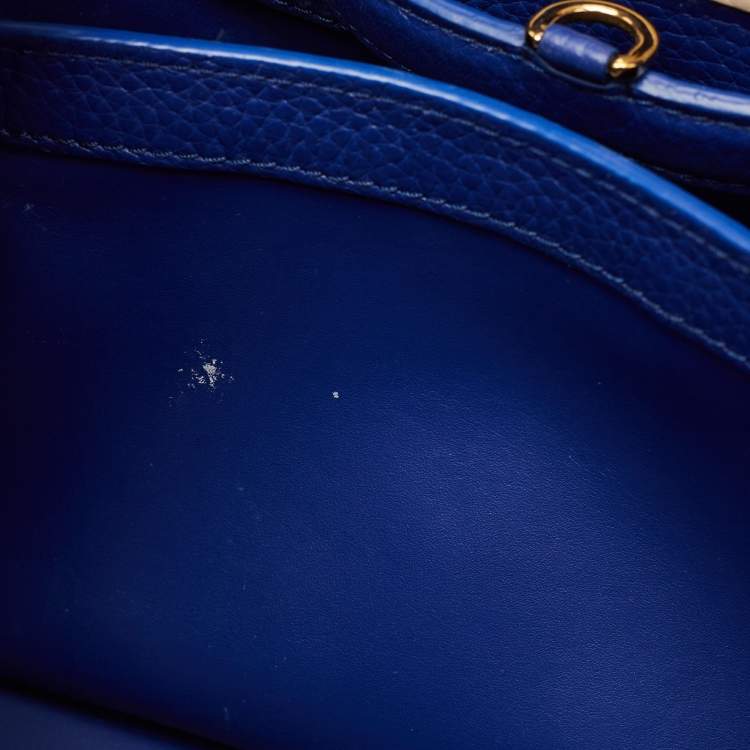 Pre Owned Louis Vuitton Blue Taurillon Leather Capucines MM Bag
