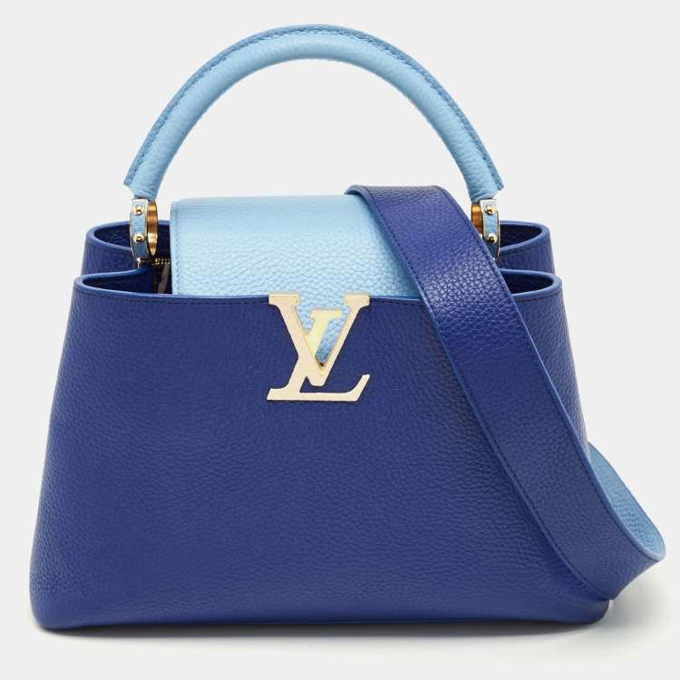 Pre Owned Louis Vuitton Blue Taurillon Leather Capucines MM Bag