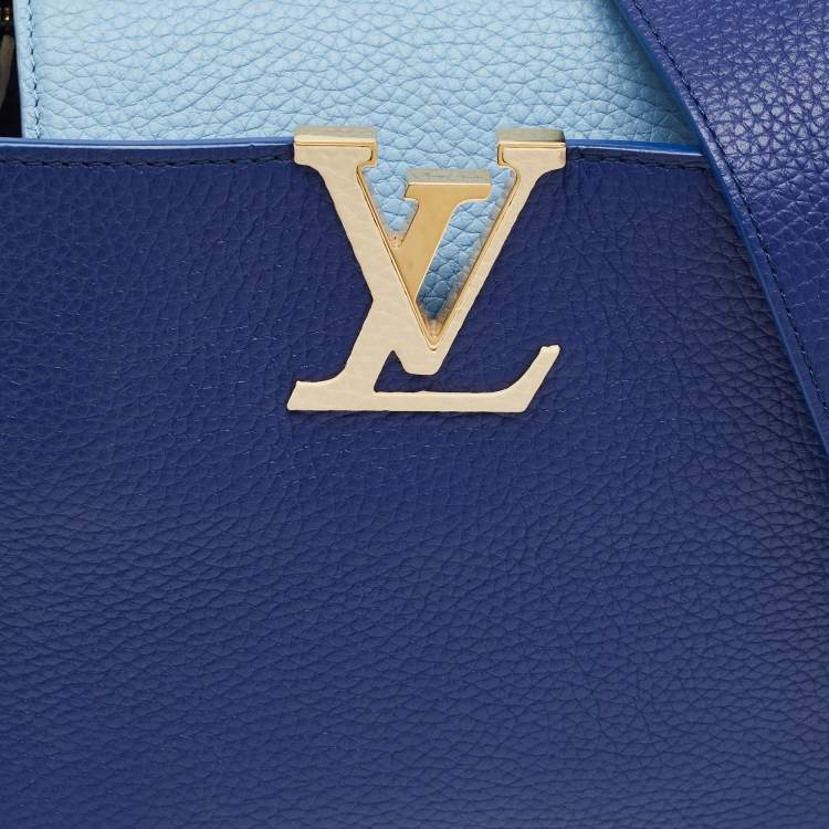 Pre Owned Louis Vuitton Blue Taurillon Leather Capucines MM Bag
