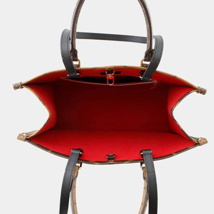 Pre Owned Louis Vuitton Onthego Red Monogram Monogram Reverse Canvas Monogram Giant Size Mm