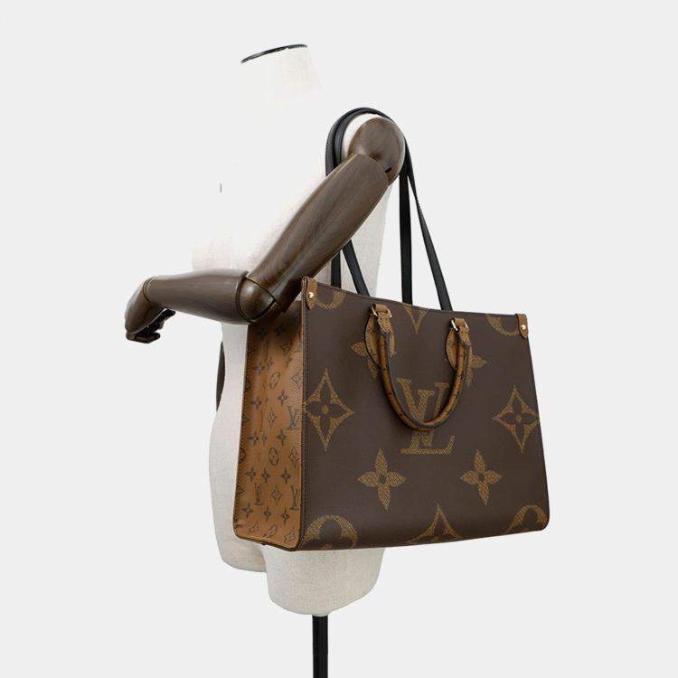 Pre Owned Louis Vuitton Onthego Red Monogram Monogram Reverse Canvas Monogram Giant Size Mm