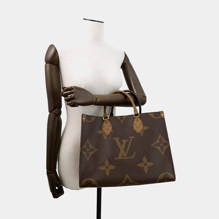Pre Owned Louis Vuitton Onthego Red Monogram Monogram Reverse Canvas Monogram Giant Size Mm