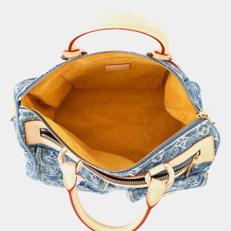 Pre Owned Louis Vuitton Neo Speedy Blue/Yellow Monogram Denim