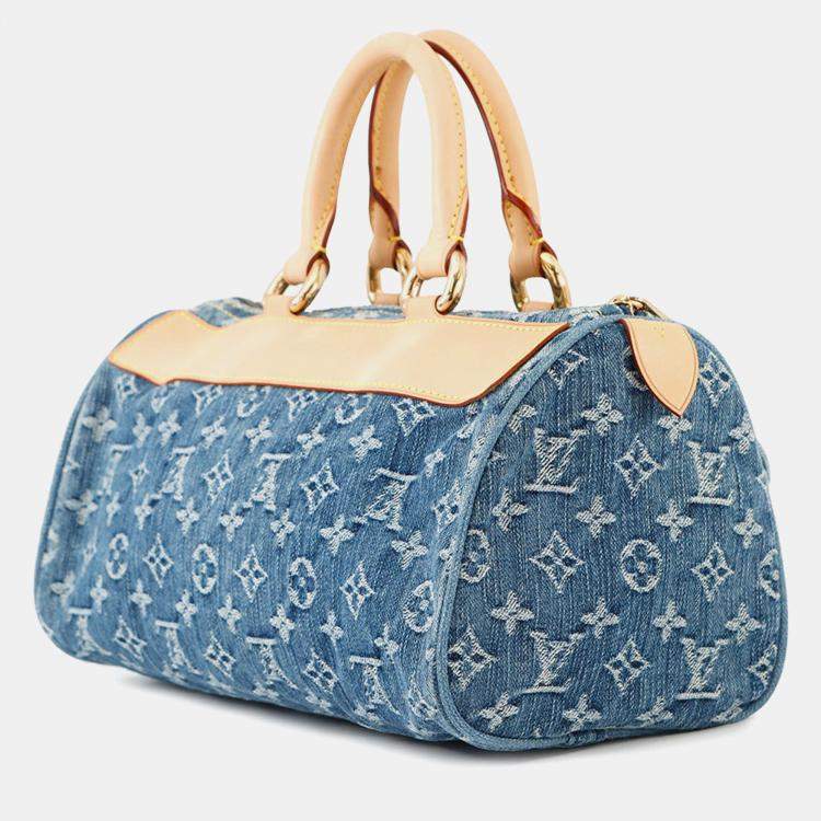 Pre Owned Louis Vuitton Neo Speedy Blue/Yellow Monogram Denim