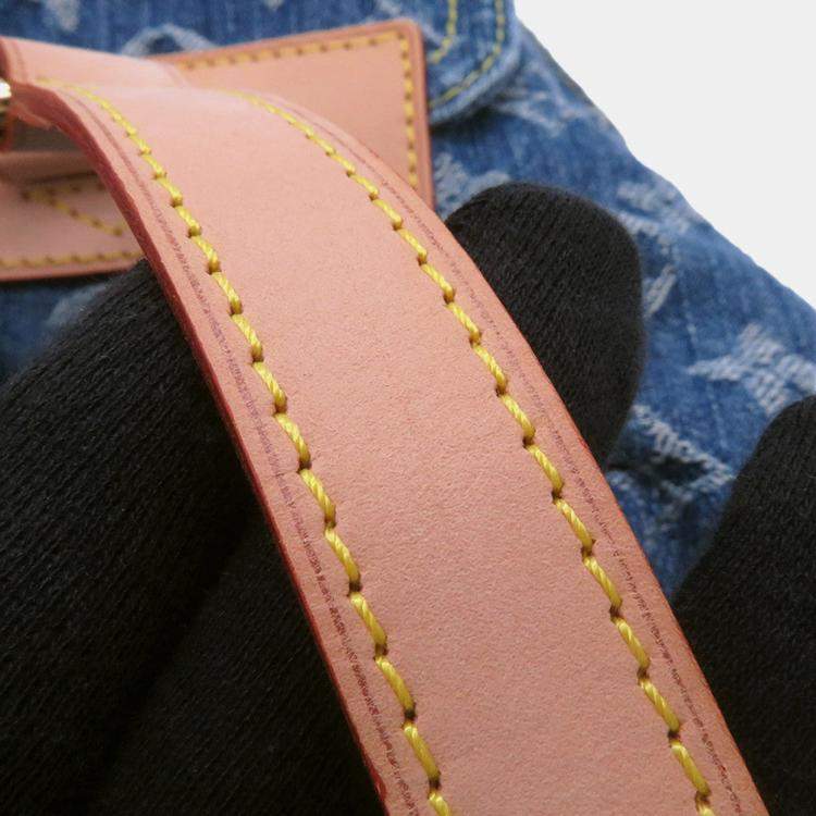 Pre Owned Louis Vuitton Sac Ad Blue/Yellow Monogram Denim Size Pm