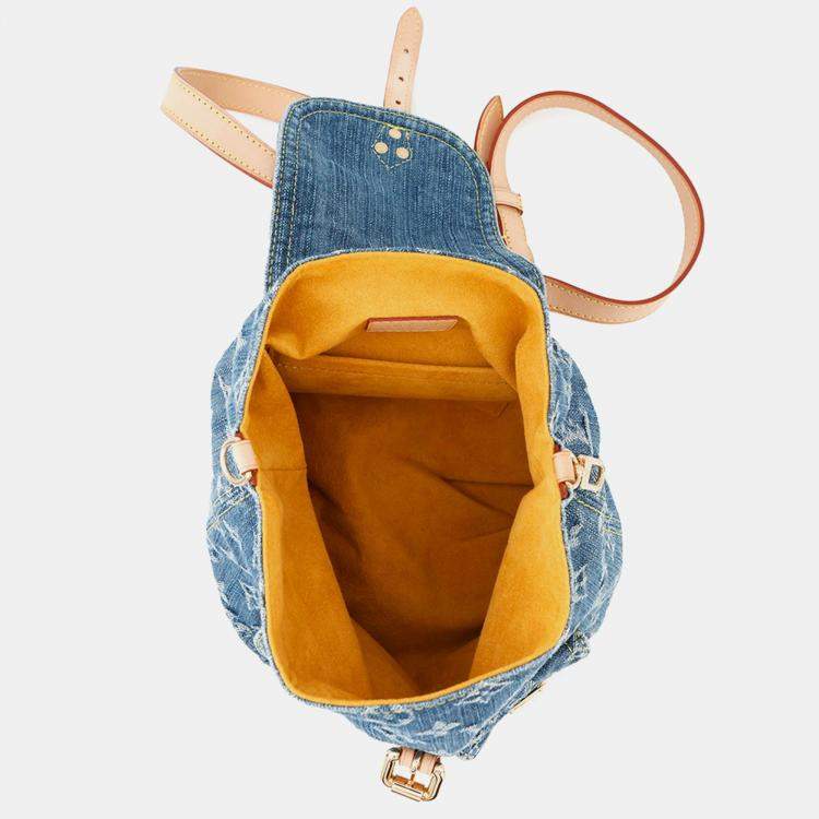 Pre Owned Louis Vuitton Sac Ad Blue/Yellow Monogram Denim Size Pm
