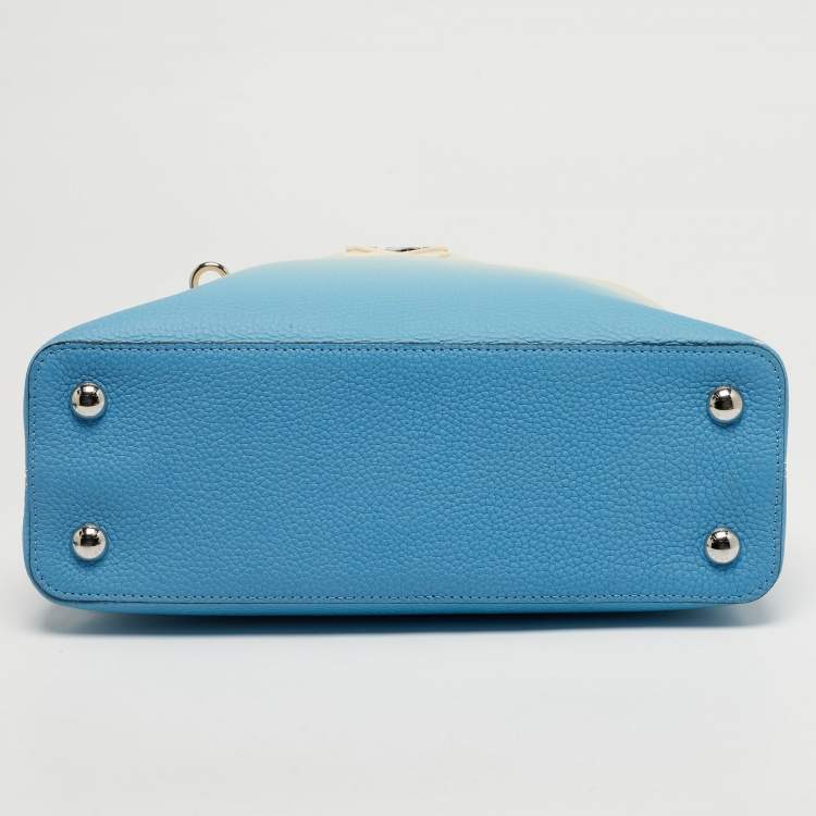Pre Owned Louis Vuitton Ombre Blue Leather Capucines PM Bag