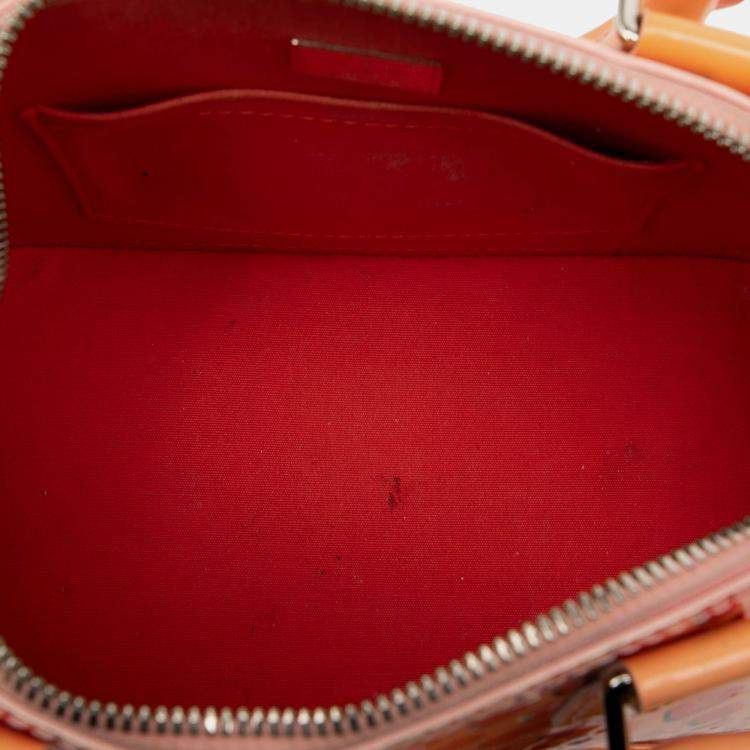 Pre Owned Louis Vuitton Orange Monogram Vernis Jungle Dots Alma BB