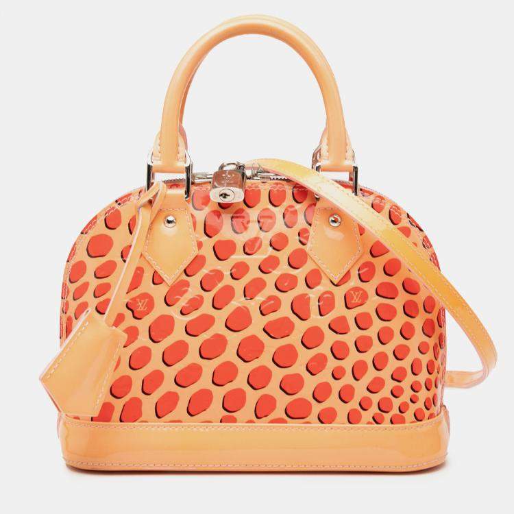 Pre Owned Louis Vuitton Orange Monogram Vernis Jungle Dots Alma BB