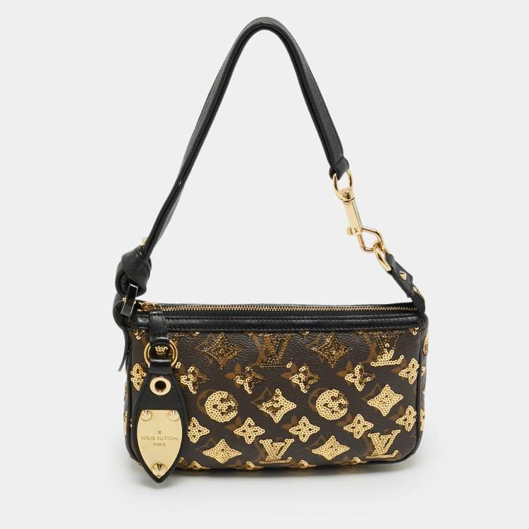 Pre Owned Louis Vuitton Pochette Accessoires Black Monogram Eclipse Sequins Bag