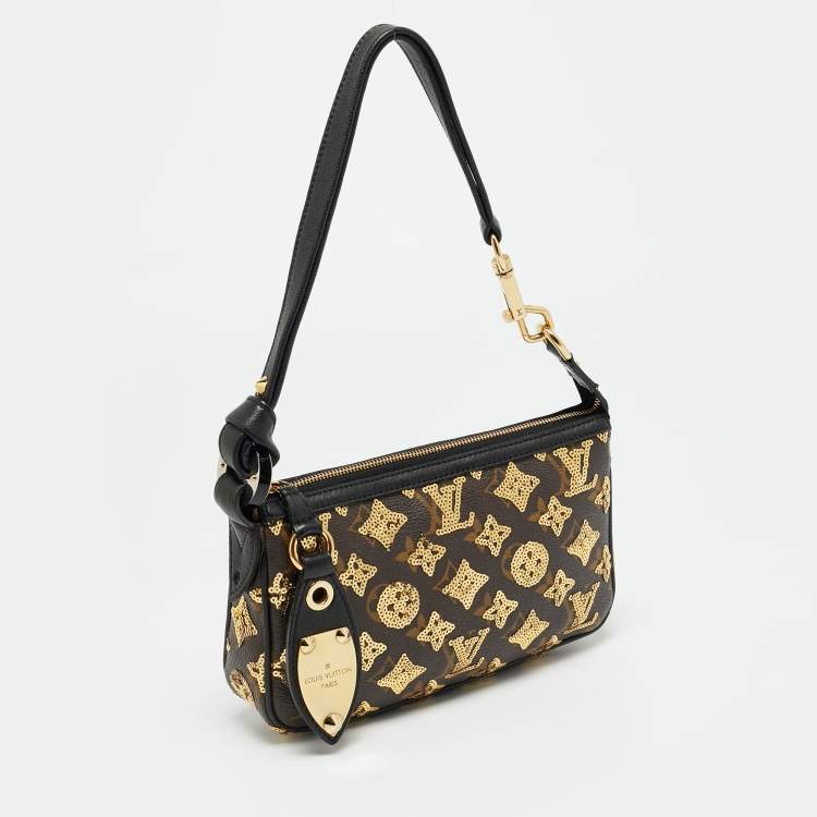 Pre Owned Louis Vuitton Pochette Accessoires Black Monogram Eclipse Sequins Bag