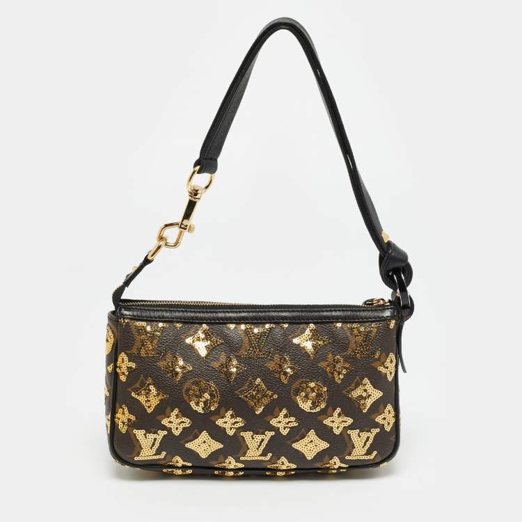 Pre Owned Louis Vuitton Pochette Accessoires Black Monogram Eclipse Sequins Bag