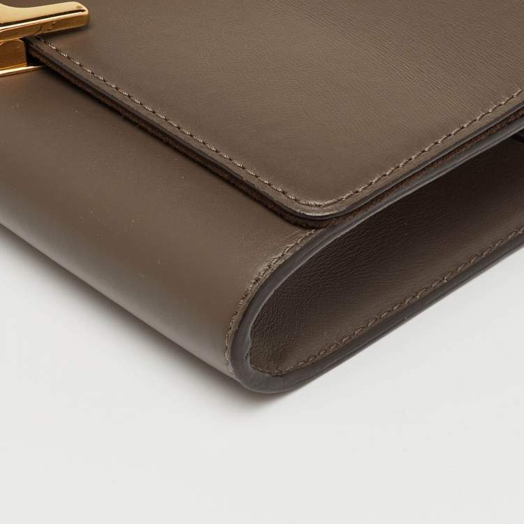 Pre Owned Louis Vuitton Brown Leather Chain Louise MM Bag