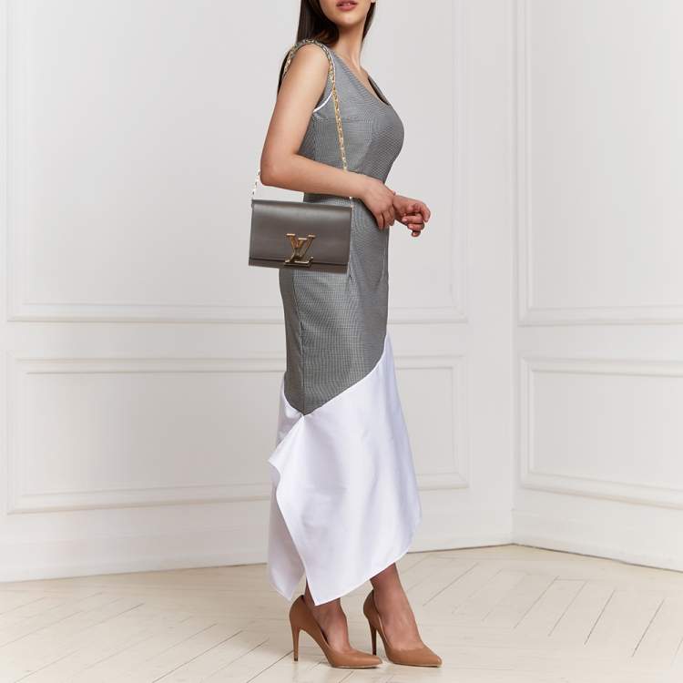 Pre Owned Louis Vuitton Brown Leather Chain Louise MM Bag