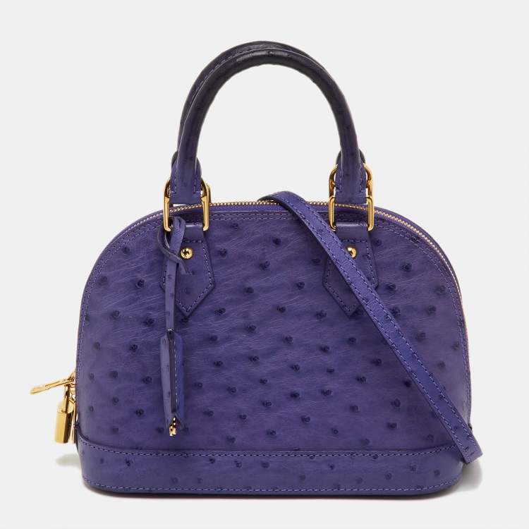 Pre Owned Louis Vuitton Alma BB Purple Ostrich Leather Bag