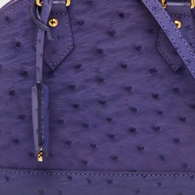 Pre Owned Louis Vuitton Alma BB Purple Ostrich Leather Bag