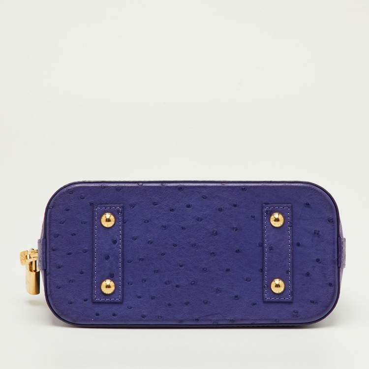 Pre Owned Louis Vuitton Alma BB Purple Ostrich Leather Bag