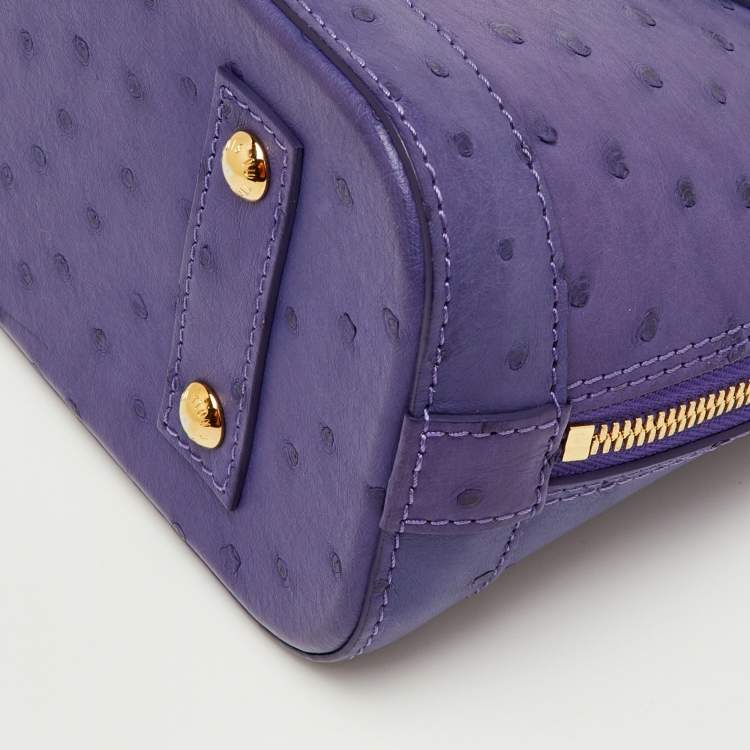 Pre Owned Louis Vuitton Alma BB Purple Ostrich Leather Bag