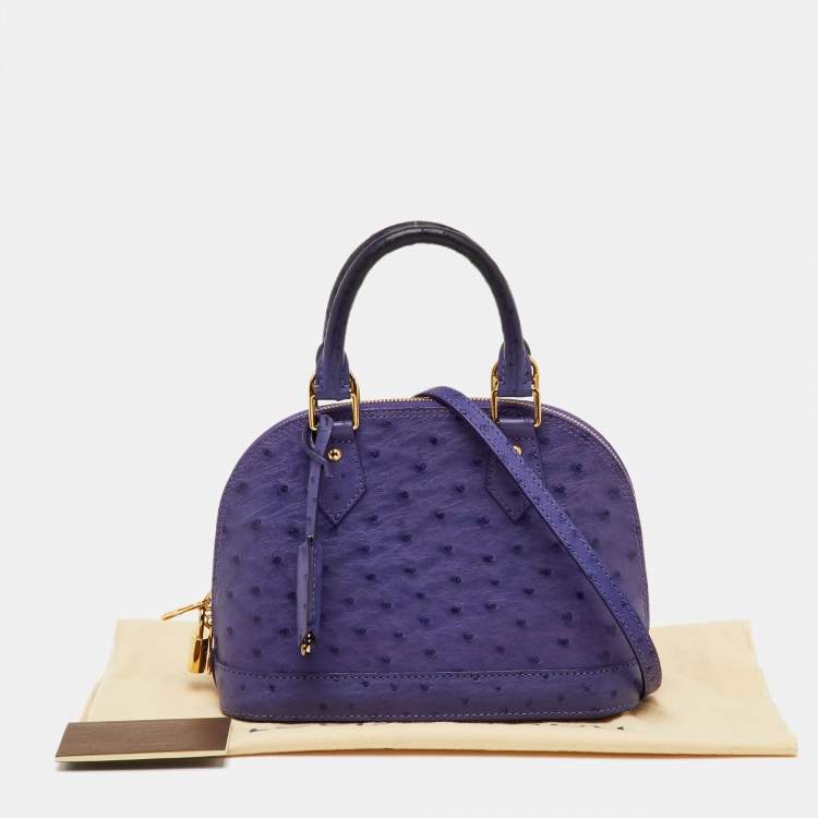 Pre Owned Louis Vuitton Alma BB Purple Ostrich Leather Bag