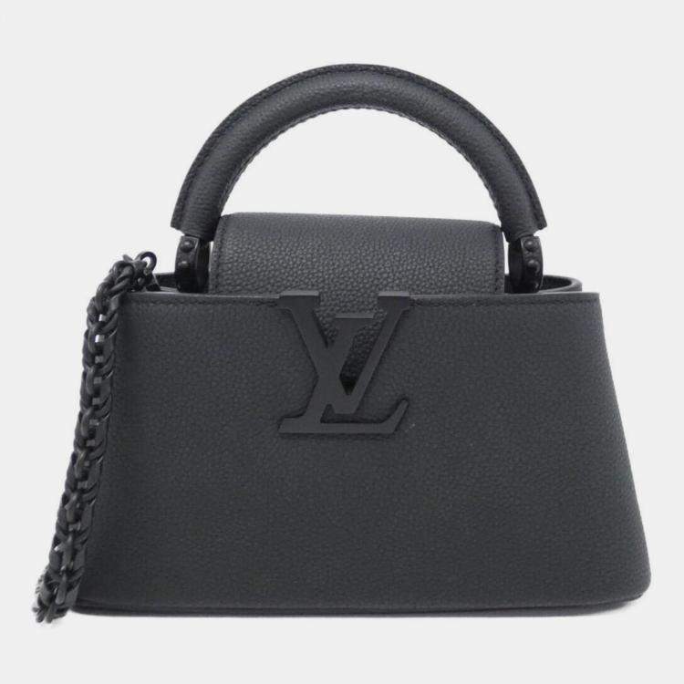 Pre Owned Louis Vuitton Capucines EW Black Calf Leather Mini Handbag