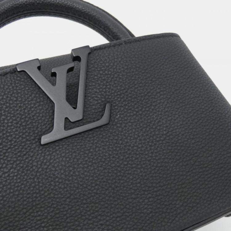 Pre Owned Louis Vuitton Capucines EW Black Calf Leather Mini Handbag