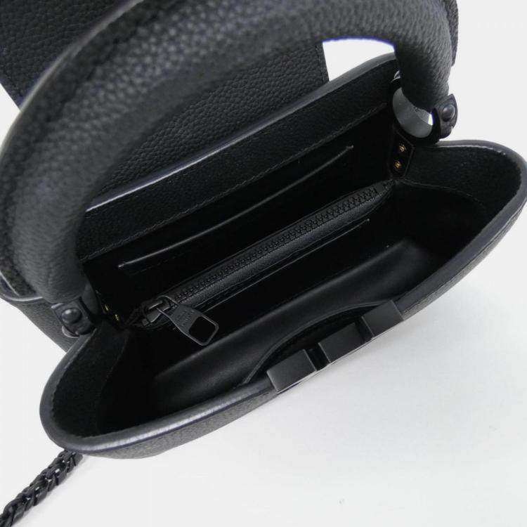 Pre Owned Louis Vuitton Capucines EW Black Calf Leather Mini Handbag