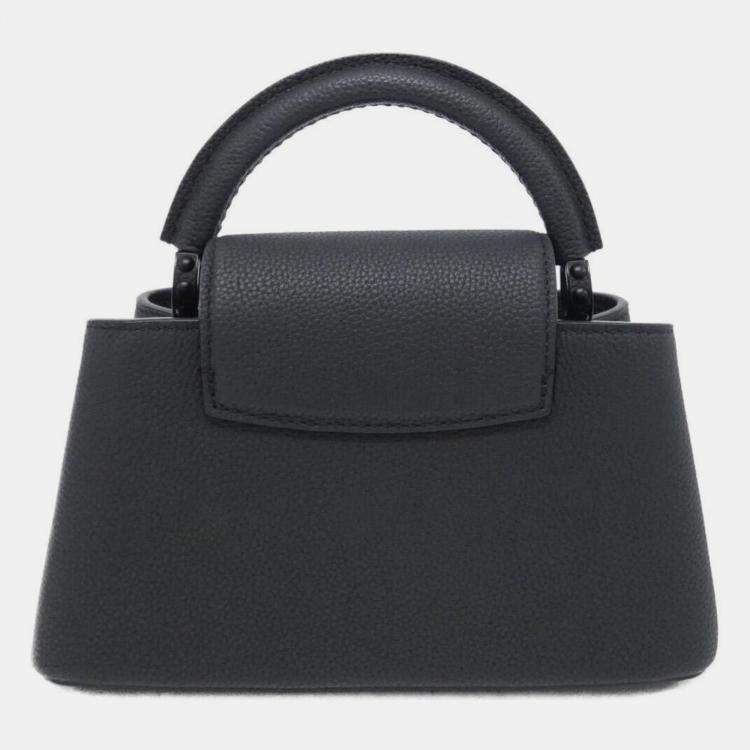 Pre Owned Louis Vuitton Capucines EW Black Calf Leather Mini Handbag