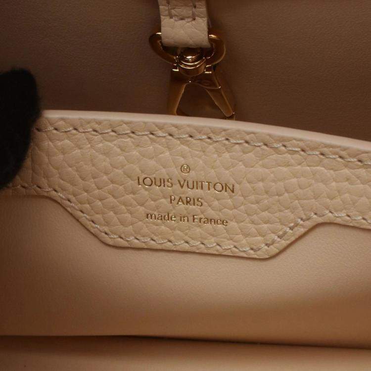 Pre Owned Louis Vuitton Capucines Bb Handbag Fabric Leather And Raffia Beige/Multicolor
