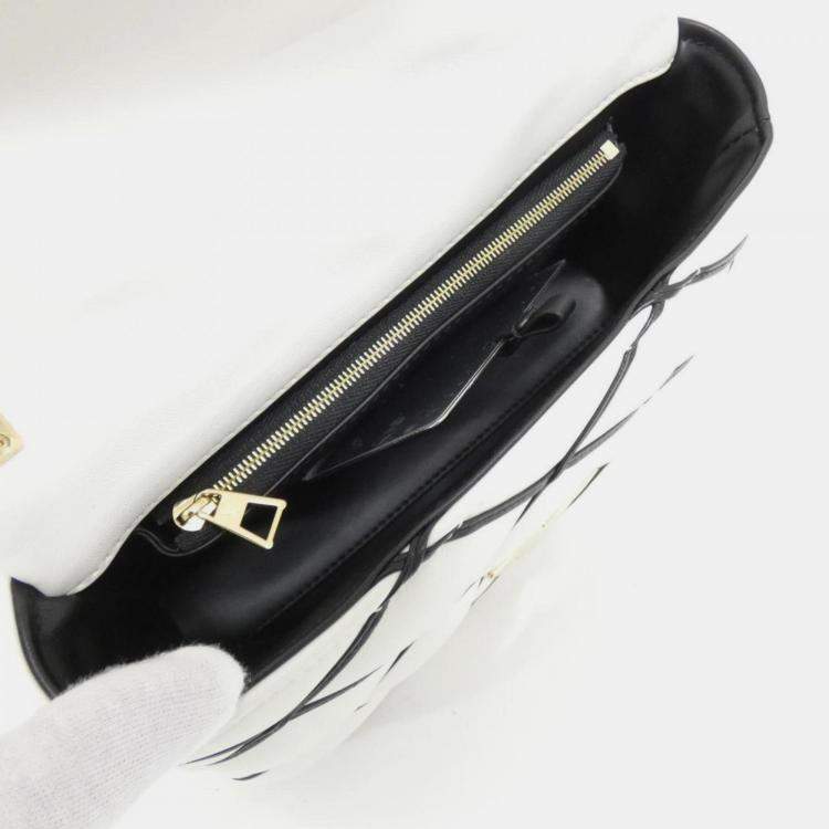 Pre Owned Louis Vuitton Black/White Lambskin Leather Go-14 MM Shoulder Bag